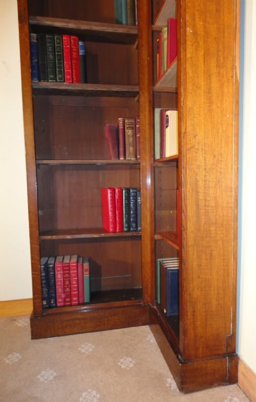VICTORIAN OAK NARROW CORNER BOOKCASE - ADDITIONAL PHOTO 9