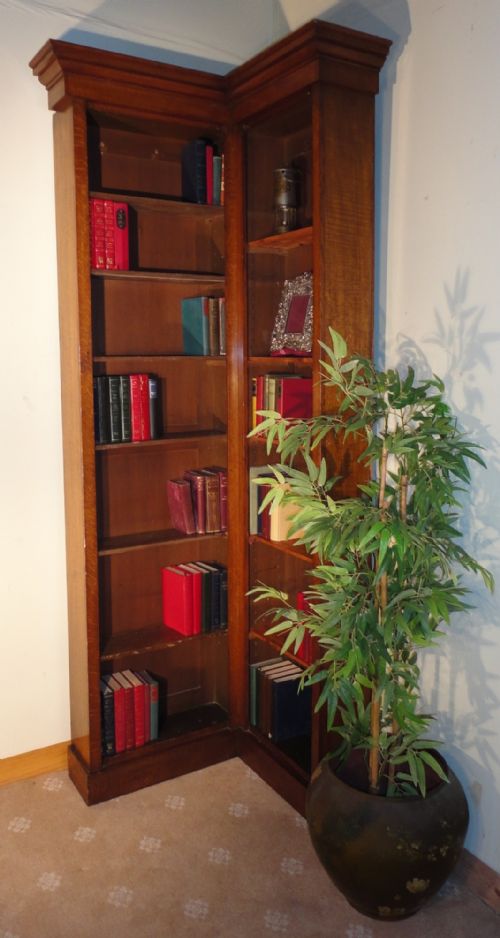 VICTORIAN OAK NARROW CORNER BOOKCASE - ADDITIONAL PHOTO 10