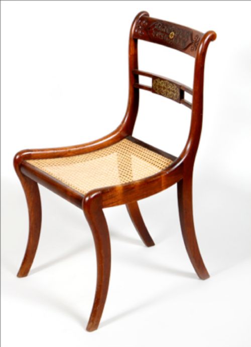 SET OF 8 REGENCY ROSEWOOD AND BRASS INLAID DINING CHAIRS - ADDITIONAL PHOTO 1