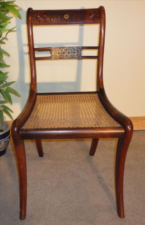 SET OF 8 REGENCY ROSEWOOD AND BRASS INLAID DINING CHAIRS - ADDITIONAL PHOTO 3