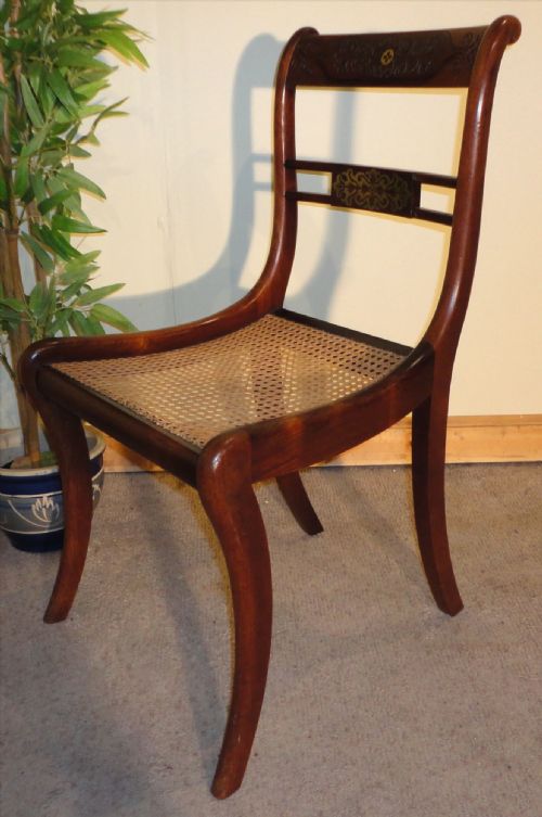 SET OF 8 REGENCY ROSEWOOD AND BRASS INLAID DINING CHAIRS - ADDITIONAL PHOTO 4