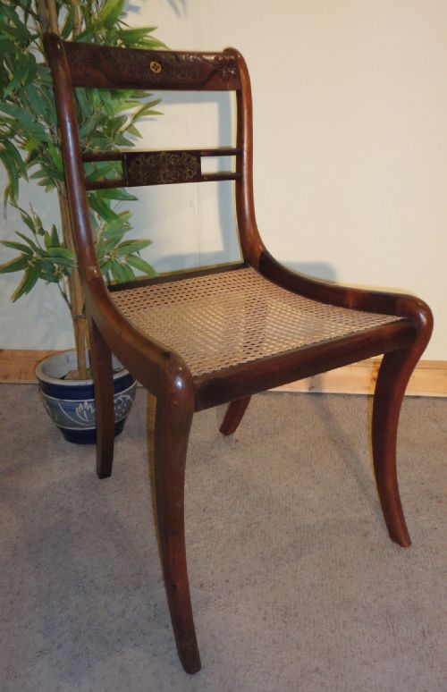 SET OF 8 REGENCY ROSEWOOD AND BRASS INLAID DINING CHAIRS - ADDITIONAL PHOTO 5