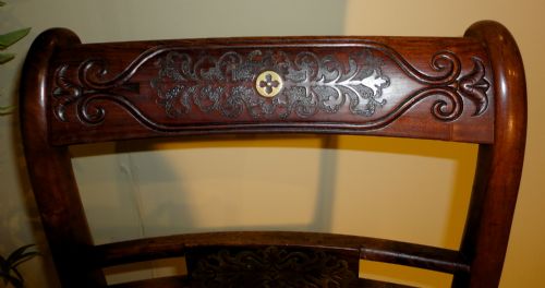 SET OF 8 REGENCY ROSEWOOD AND BRASS INLAID DINING CHAIRS - ADDITIONAL PHOTO 9