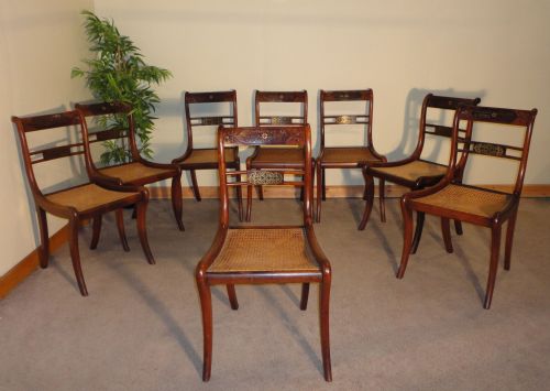 SET OF 8 REGENCY ROSEWOOD AND BRASS INLAID DINING CHAIRS - ADDITIONAL PHOTO 11