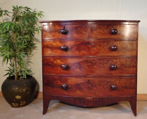 REGENCY FLAME MAHOGANY BOWFRONT CHEST OF DRAWERS - ADDITIONAL PHOTO 2