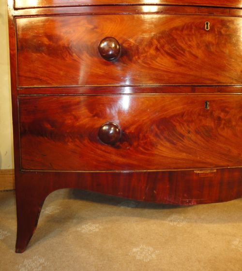 REGENCY FLAME MAHOGANY BOWFRONT CHEST OF DRAWERS - ADDITIONAL PHOTO 6