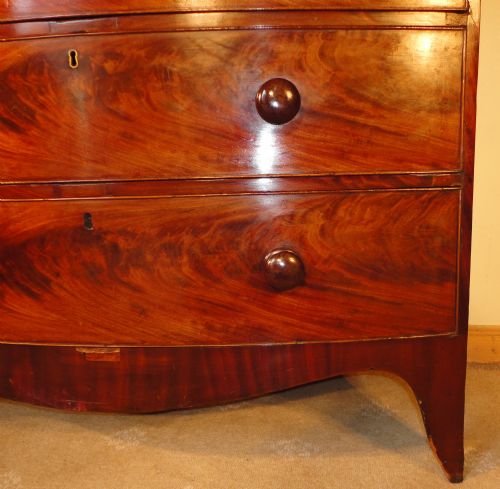 REGENCY FLAME MAHOGANY BOWFRONT CHEST OF DRAWERS - ADDITIONAL PHOTO 7