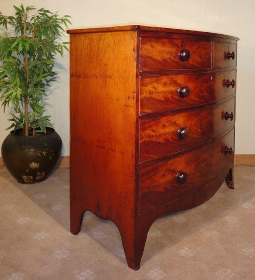 REGENCY FLAME MAHOGANY BOWFRONT CHEST OF DRAWERS - ADDITIONAL PHOTO 12