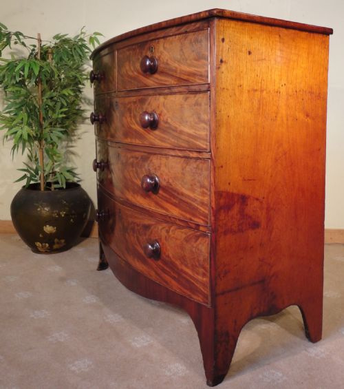 REGENCY FLAME MAHOGANY BOWFRONT CHEST OF DRAWERS - ADDITIONAL PHOTO 13