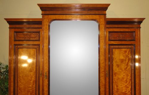 VICTORIAN SATINWOOD ROSEWOOD BREAKFRONT FITTED WARDROBE - ADDITIONAL PHOTO 2