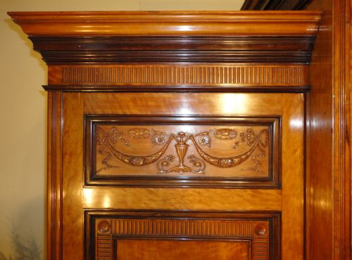 VICTORIAN SATINWOOD ROSEWOOD BREAKFRONT FITTED WARDROBE - ADDITIONAL PHOTO 5