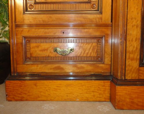 VICTORIAN SATINWOOD ROSEWOOD BREAKFRONT FITTED WARDROBE - ADDITIONAL PHOTO 7