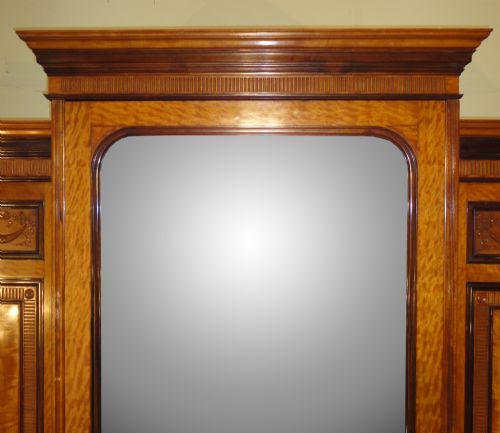 VICTORIAN SATINWOOD ROSEWOOD BREAKFRONT FITTED WARDROBE - ADDITIONAL PHOTO 8