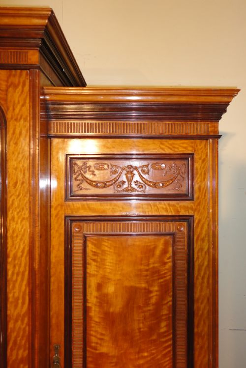 VICTORIAN SATINWOOD ROSEWOOD BREAKFRONT FITTED WARDROBE - ADDITIONAL PHOTO 10