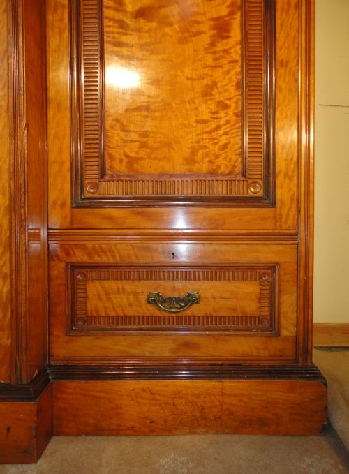 VICTORIAN SATINWOOD ROSEWOOD BREAKFRONT FITTED WARDROBE - ADDITIONAL PHOTO 12