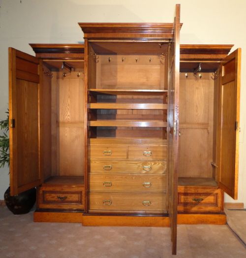 VICTORIAN SATINWOOD ROSEWOOD BREAKFRONT FITTED WARDROBE - ADDITIONAL PHOTO 14