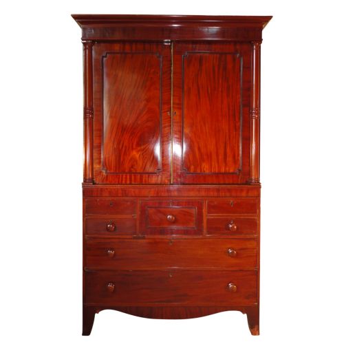 regency mahogany linen press - CATEGORY: ANTIQUE WARDROBES - DATED 1800