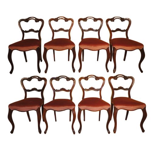 set of 8 early victorian rosewood balloonback dining chairs - CATEGORY: ANTIQUE CHAIRS - DATED VICTORIAN