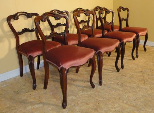 SET OF 8 EARLY VICTORIAN ROSEWOOD BALLOONBACK DINING CHAIRS - ADDITIONAL PHOTO 1