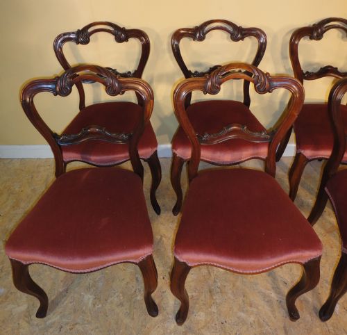 SET OF 8 EARLY VICTORIAN ROSEWOOD BALLOONBACK DINING CHAIRS - ADDITIONAL PHOTO 2