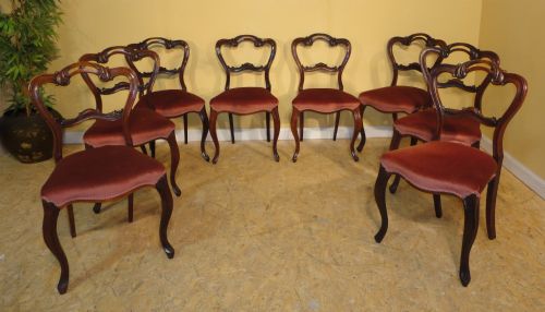 SET OF 8 EARLY VICTORIAN ROSEWOOD BALLOONBACK DINING CHAIRS - ADDITIONAL PHOTO 6