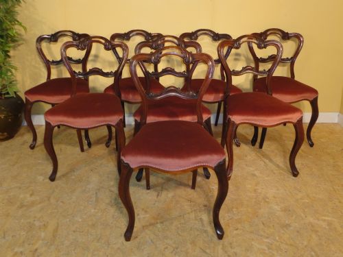 SET OF 8 EARLY VICTORIAN ROSEWOOD BALLOONBACK DINING CHAIRS - ADDITIONAL PHOTO 12