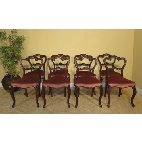 SET OF 8 EARLY VICTORIAN ROSEWOOD BALLOONBACK DINING CHAIRS - ADDITIONAL PHOTO 14