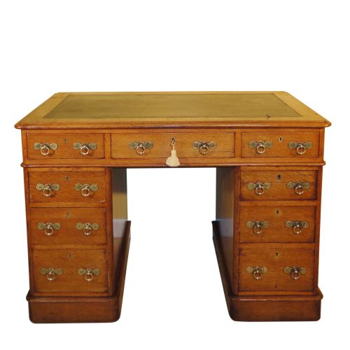 victorian oak double pedestal desk - CATEGORY: ANTIQUE DESKS - DATED 1880