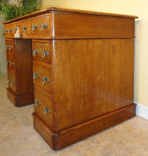 VICTORIAN OAK DOUBLE PEDESTAL DESK - ADDITIONAL PHOTO 13