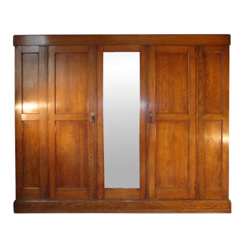 arts crafts oak cotswold style wardrobepress - CATEGORY: ANTIQUE WARDROBES - DATED VICTORIAN