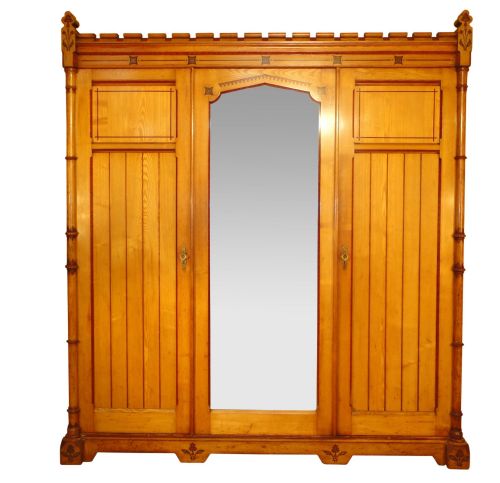 arts crafts aesthetic ash fitted triple wardrobe charles bevan style - CATEGORY: ANTIQUE WARDROBES - DATED VICTORIAN