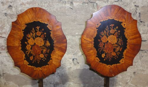 REGENCY PAIR OF TULIPWOOD MARQUETRY POLE SCREENS - ADDITIONAL PHOTO 4