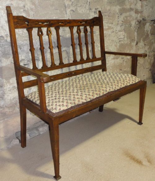 ARTS CRAFTS OAK HALL CHAIRSETTEESETTLE - ADDITIONAL PHOTO 1
