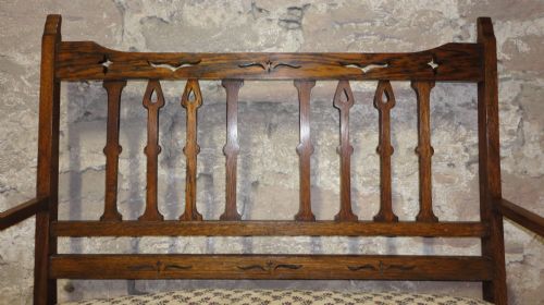 ARTS CRAFTS OAK HALL CHAIRSETTEESETTLE - ADDITIONAL PHOTO 3