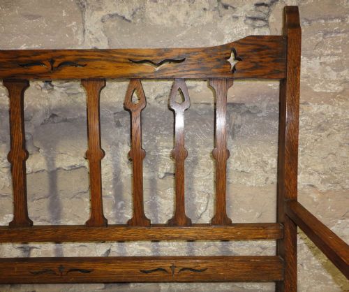 ARTS CRAFTS OAK HALL CHAIRSETTEESETTLE - ADDITIONAL PHOTO 4