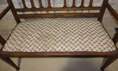 ARTS CRAFTS OAK HALL CHAIRSETTEESETTLE - ADDITIONAL PHOTO 5
