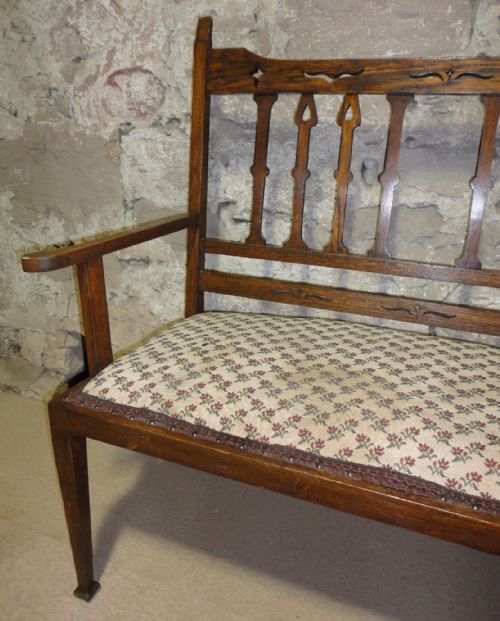 ARTS CRAFTS OAK HALL CHAIRSETTEESETTLE - ADDITIONAL PHOTO 6