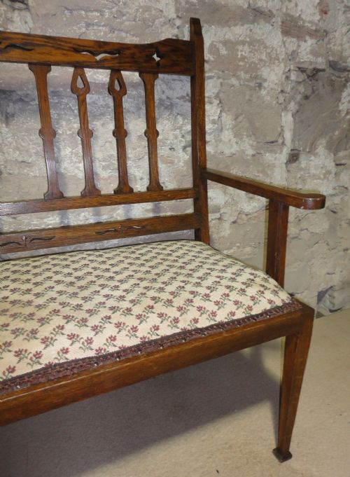 ARTS CRAFTS OAK HALL CHAIRSETTEESETTLE - ADDITIONAL PHOTO 7