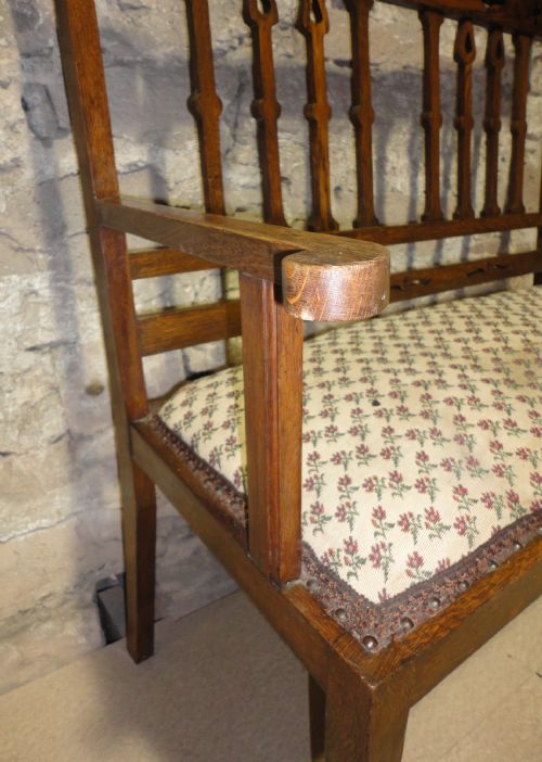 ARTS CRAFTS OAK HALL CHAIRSETTEESETTLE - ADDITIONAL PHOTO 9