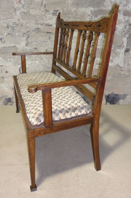 ARTS CRAFTS OAK HALL CHAIRSETTEESETTLE - ADDITIONAL PHOTO 12