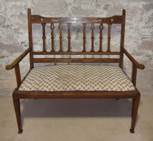 ARTS CRAFTS OAK HALL CHAIRSETTEESETTLE - ADDITIONAL PHOTO 13
