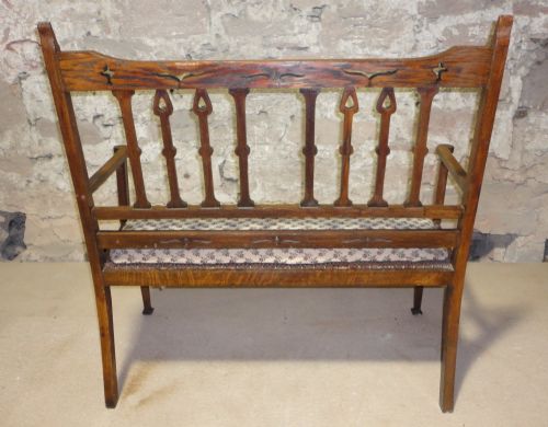ARTS CRAFTS OAK HALL CHAIRSETTEESETTLE - ADDITIONAL PHOTO 14