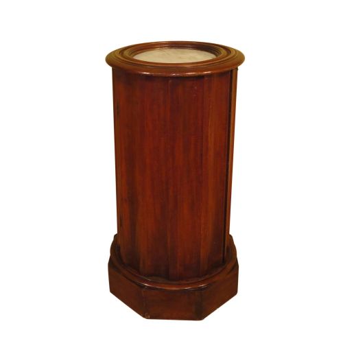 victorian marble topped mahogany cylindrical bedside pot cupboard - CATEGORY: ANTIQUE CABINETS - DATED 1860