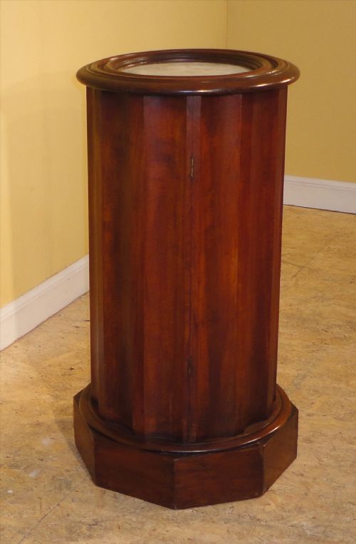 VICTORIAN MARBLE TOPPED MAHOGANY CYLINDRICAL BEDSIDE POT CUPBOARD - ADDITIONAL PHOTO 2