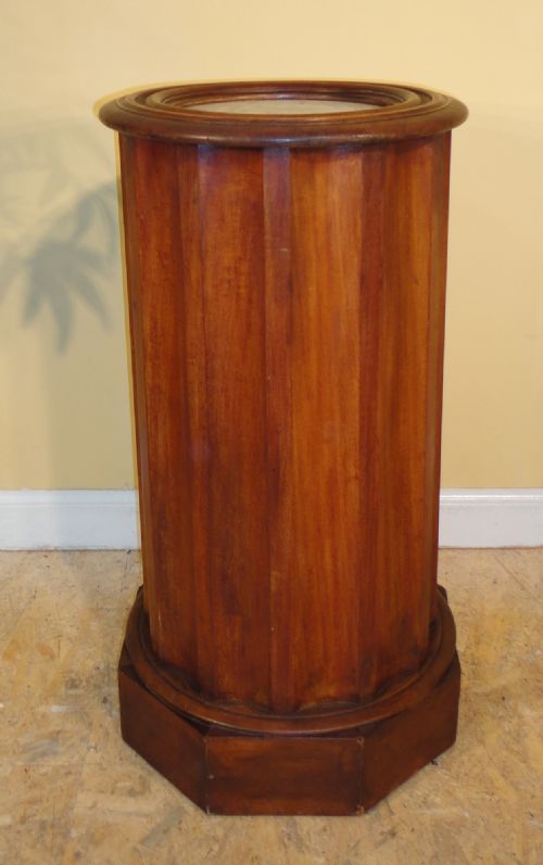 VICTORIAN MARBLE TOPPED MAHOGANY CYLINDRICAL BEDSIDE POT CUPBOARD - ADDITIONAL PHOTO 6