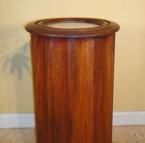 VICTORIAN MARBLE TOPPED MAHOGANY CYLINDRICAL BEDSIDE POT CUPBOARD - ADDITIONAL PHOTO 7