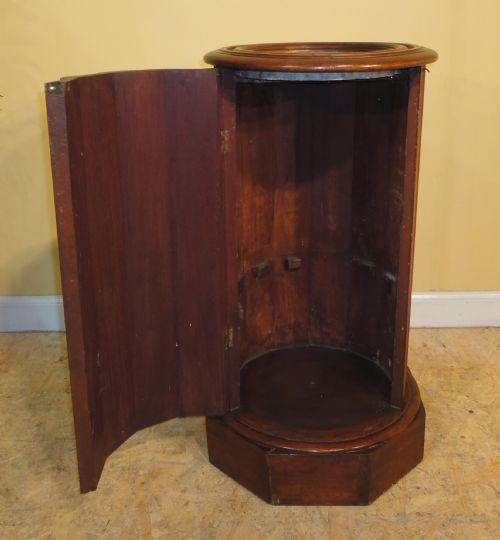 VICTORIAN MARBLE TOPPED MAHOGANY CYLINDRICAL BEDSIDE POT CUPBOARD - ADDITIONAL PHOTO 12