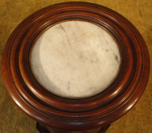 VICTORIAN MARBLE TOPPED MAHOGANY CYLINDRICAL BEDSIDE POT CUPBOARD - ADDITIONAL PHOTO 13