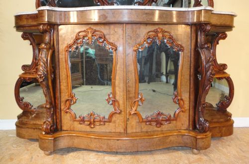 VICTORIAN BURR WALNUT MARBLE CREDENZA - ADDITIONAL PHOTO 2