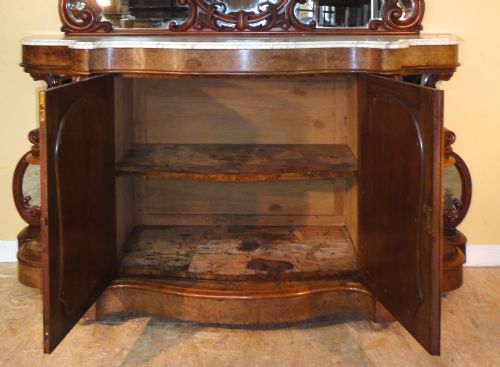 VICTORIAN BURR WALNUT MARBLE CREDENZA - ADDITIONAL PHOTO 5